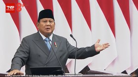 Presiden Prabowo Subianto saat berpidato di Sidang Tahunan MPR di Jakarta, Jumat (14/8).