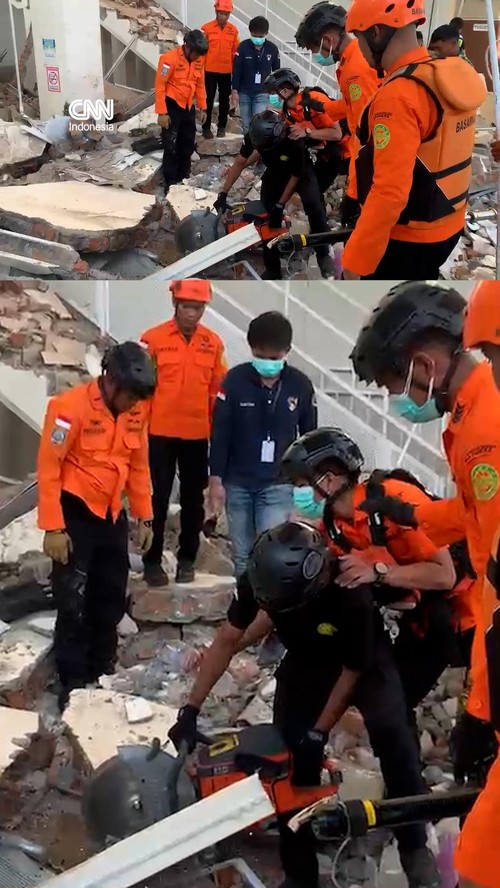 Tim SAR Evakuasi Korban di Puing Bangunan Usai Gempa NTT