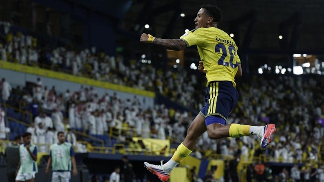 Soccer Football - Saudi Pro League - Al Nassr v Al Fateh - Al Awwal Park, Riyadh, Saudi Arabia - August 15, 2026 Al Nassr's Angelo Gabriel celebrates scoring their first goal REUTERS/Hamad I Mohammed