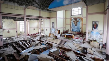 The damaged St. Fransiskus Asisi-Karot church, in the aftermath of an earthquake, in Ruteng, Manggarai regency, East Nusa Tenggara province, Indonesia August 17, 2026. REUTERS/Willy Kurniawan