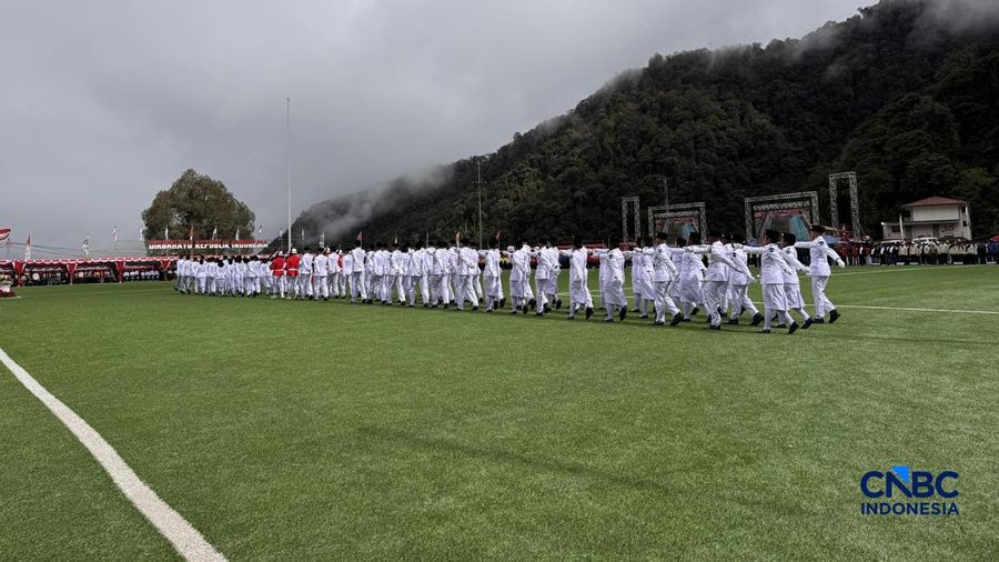Perayaan HUT Ke-81 RI dari Tambang Freeport di Sport Hall Tembagapura, Mimika, Papua Tengah, Senin (17/8/2026). (CNBC Indonesia/Firda Dwi Muliawati)