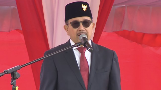 Upacara peringatan HUT ke-81 Kemerdekaan Republik Indonesia yang digelar di PT Freeport Indonesia di Mimika, Papua, Senin (17/8/).