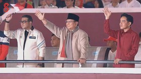 Presiden Prabowo Subianto dan Wakil Presiden Gibran Rakabumi menghadiri Karnaval Bersatu Harmoni Nusantara, Lapangan Monas, 17 Agustus 2026