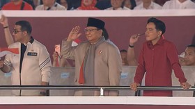 Presiden Prabowo Subianto dan Wakil Presiden Gibran Rakabumi menghadiri Karnaval Bersatu Harmoni Nusantara, Lapangan Monas, 17 Agustus 2026