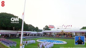 Prosesi Khidmat Penurunan Sang Merah Putih di Istana