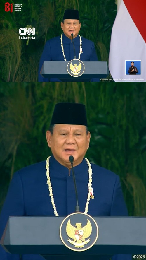 Presiden RI Prabowo Subianto memimpin upacara peringatan HUT Kemerdekaan RI ke-81 di Istana Merdeka pada Senin (17/8).