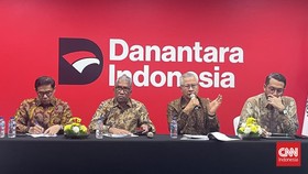 Managing Director Stakeholders Management BPI Danantara Rohan Hafas dalam konferensi pers di Gedung Danantara, Jakarta, Jumat (21/8).