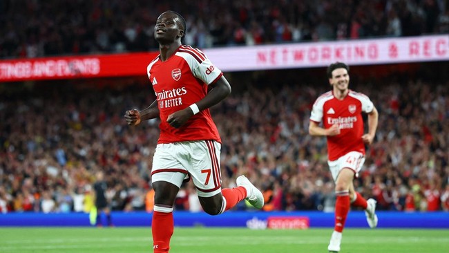 Soccer Football - Premier League - Arsenal v Coventry City - Emirates Stadium, London, Britain - August 21, 2026 Arsenal's Bukayo Saka celebrates scoring their second goal REUTERS/Hannah Mckay EDITORIAL USE ONLY. NO USE WITH UNAUTHORIZED AUDIO, VIDEO
