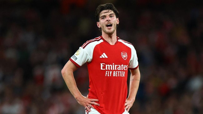 Soccer Football - Premier League - Arsenal v Coventry City - Emirates Stadium, London, Britain - August 21, 2026 Arsenal's Declan Rice reacts REUTERS/Hannah Mckay EDITORIAL USE ONLY. NO USE WITH UNAUTHORIZED AUDIO, VIDEO, DATA, FIXTURE LISTS, CLUB/LE