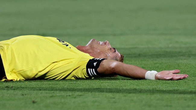 Soccer Football - Saudi Pro League - Al Riyadh v Al Nassr - Prince Faisal Bin Fahd Stadium, Riyadh, Saudi Arabia - August 21, 2026 Al Nassr's Cristiano Ronaldo celebrates scoring their fourth goal REUTERS/Hamad I Mohammed