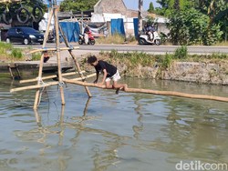 Serunya Lomba Ninja Warrior Ala Kampung di Taman Sidoarjo
