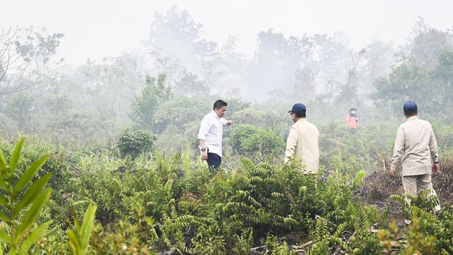 Prabowo Tinjau Lokasi Kebakaran Hutan dan Lahan di Pontianak