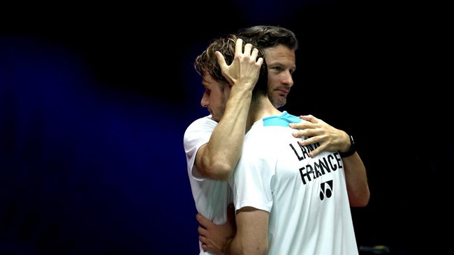 Badminton - BWF World Championships - Indira Gandhi Indoor Stadium, New Delhi, India - August 22, 2026 France's Alex Lanier celebrates after winning his semi final match against Canada's Victor Lai REUTERS/Bhawika Chhabra