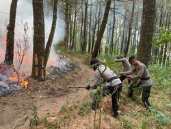Polisi Magetan Gencar Mitigasi Kebakaran Hutan dan Lahan Saat Kemarau