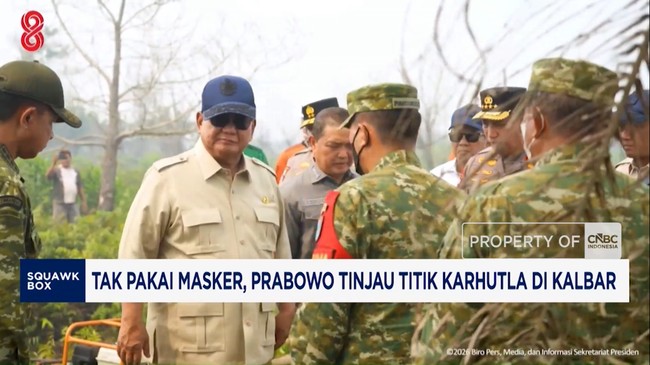 Video: Tak Pakai Masker, Prabowo Tinjau Titik Karhutla di Kalbar