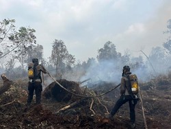 Tembus Asap Karhutla Kampar, Brimob Polda Riau Dilengkapi Breathing Apparatus