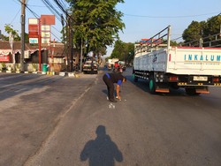 Pemotor Asal Ngawi Oleng Lalu Terlindas Truk Trailer di Mojokerto