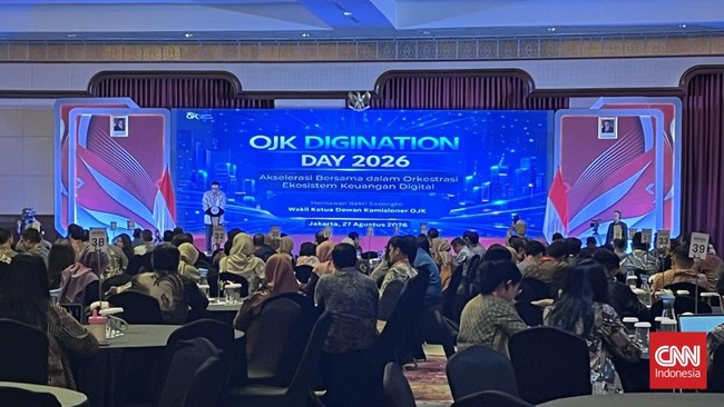 Wakil Ketua Dewan Komisioner OJK Hernawan Bekti dalam acara OJK Digital Financial Innovation Day 2026 di Jakarta, Kamis (27/8).