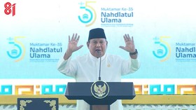 Presiden Prabowo Subianto menghadiri Muktamar ke-35 Nahdlatul Ulama (NU) di Lapangan Untung Suropati, Tambak Rejo, Jombang, Kamis (27/8).