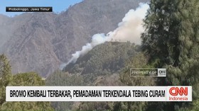Bromo Kembali Terbakar, Pemadaman Terkendala Tebing Curam