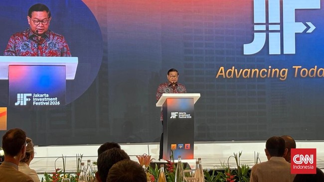 Gubernur DKI Jakarta Pramono Anung dalam acara JIF di Hotel Shangri-La Jakarta, Jumat (28/8).