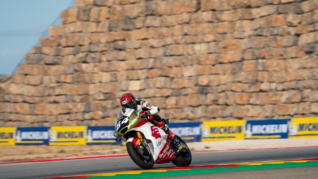 Mario Aji tampil menanjak dari FP1 hingga practice Moto2 Aragon 2026 di Sirkuit MotorLand Aragon, Alcaniz, Spanyol, Jumat (28/8).