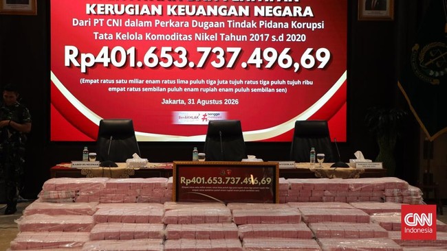Kejaksaan Agung (Kejagung) menyita uang senilai Rp401 miliar dalam kasus dugaan korupsi tata kelola nikel periode 2017-2020 di  Sultra.