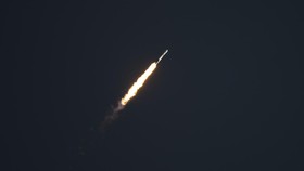 CAPE CANAVERAL, FLORIDA - AUGUST 30: (EDITOR'S NOTE: This Handout image was provided by a third-party organization and may not adhere to Getty Images' editorial policy.) In this NASA handout, a SpaceX Falcon Heavy rocket launches with NASA'S Nancy Gr