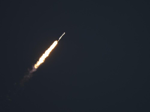 CAPE CANAVERAL, FLORIDA - AUGUST 30: (EDITOR'S NOTE: This Handout image was provided by a third-party organization and may not adhere to Getty Images' editorial policy.) In this NASA handout, a SpaceX Falcon Heavy rocket launches with NASA'S Nancy Gr