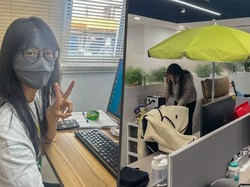 Fenomena Office Ageing: Pegawai Kantor Pakai Masker Hingga Buka Payung