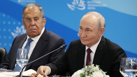Russian President Vladimir Putin and Foreign Minister Sergei Lavrov attend a meeting with Indonesian President Prabowo Subianto on the sidelines of the Eastern Economic Forum in Vladivostok, Russia, September 3, 2026. Sputnik/Vyacheslav Prokofyev/Poo