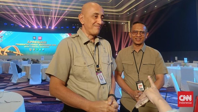 Wakil Rektor Bidang Administrasi Institut Pemerintahan Dalam Negeri (IPDN) Arief M Edie saat meninjau venue Apresiasi Pemda Berprestasi di Balikpapan, Kalimantan Timur, Kamis (3/9).