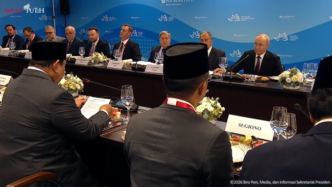 Presiden Prabowo Hadiri Jamuan Santap Siang oleh Presiden Putin di Vladivostok, Rusia, Kamis (3/9).