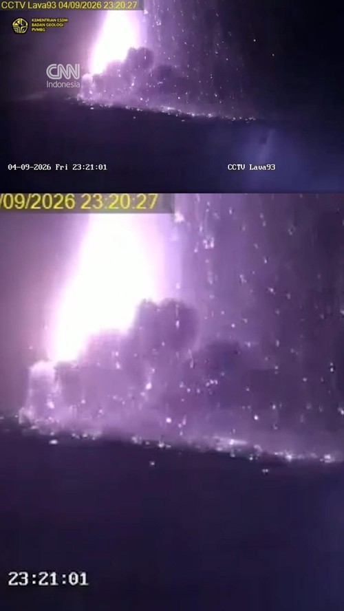 Detik-detik Gunung Anak Krakatau Lontarkan Lava saat Erupsi