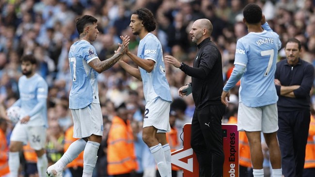 Soccer Football - Premier League - Manchester City v Coventry City - Etihad Stadium, Manchester, Britain - September 5, 2026 Manchester City's Ayyoub Bouaddi comes on as a substitute to replace Enzo Fernandez Action Images via Reuters/Jason Cairnduff