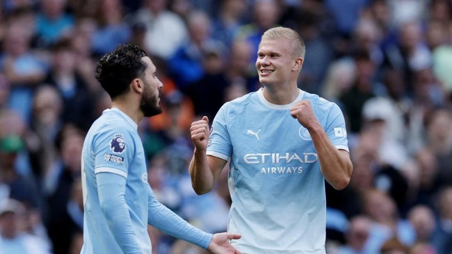 Soccer Football - Premier League - Manchester City v Coventry City - Etihad Stadium, Manchester, Britain - September 5, 2026 Manchester City's Erling Haaland celebrates scoring their first goal REUTERS/Phil Noble EDITORIAL USE ONLY. NO USE WITH UNAUT