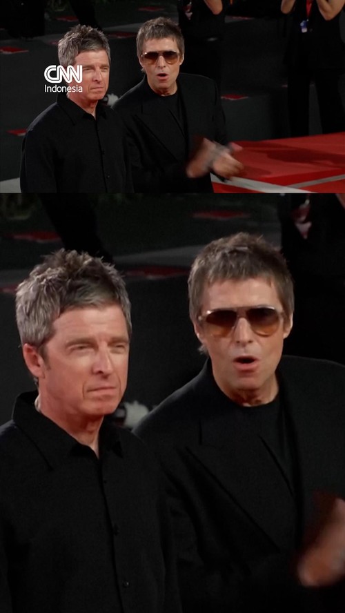 Dua musisi bersaudara asal Inggris, Liam dan Noel Gallagher tiba di red carpet Festival Film Venesia pada Sabtu (5/9).