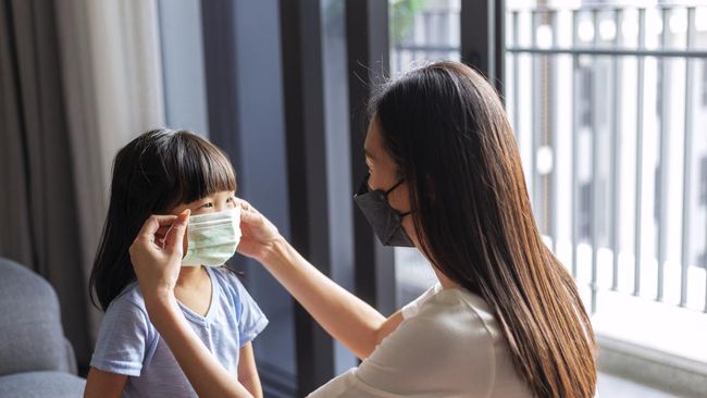 ilustrasi anak pakai masker