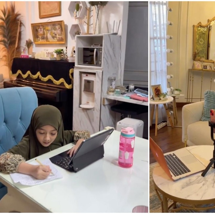 <p>Dalam video singkat ini, Fairuz juga menunjukkan sisi mandiri kedua anaknya yang lain selama menjalani PJJ. Anak keduanya Queen Eijas, terlihat sibuk belajar di depan tablet. Sementara si bungsu King Zhafi tampak duduk di ruang tamu sambil membuka buku dan laptopnya. (Foto: Instagram @fairuzarafiq)</p>