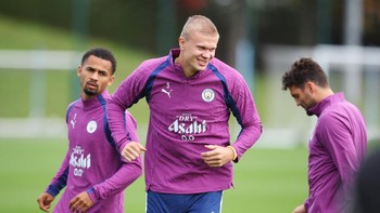 Soccer Football - UEFA Champions League - Manchester City Training - Etihad Campus, Manchester, Britain - September 7, 2026 Manchester City's Erling Haaland during training Action Images via Reuters/Ed Sykes