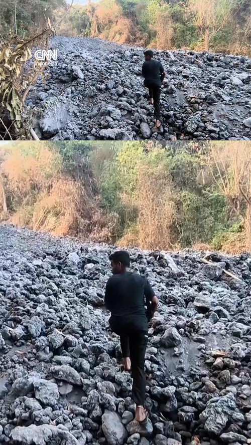 Letusan Gunung Lewotolok Kirim Batu Vulkanik ke Permukiman