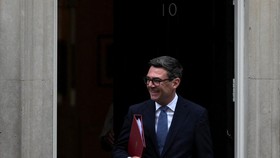 Britain's Prime Minister Andy Burnham delivers a speech during a preview event for the Bayeux Tapestry Exhibition, at the British Museum in London on September 2, 2026. (Photo by Ludovic MARIN / AFP)