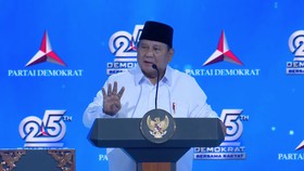 Presiden Prabowo Subianto menghadiri perayaan HUT ke-25 Partai Demokrat.