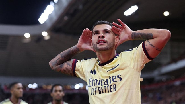 Soccer Football - Premier League - Sunderland v Arsenal - Stadium of Light, Sunderland, Britain - September 12, 2026 Arsenal's Bruno Guimaraes celebrates scoring their first goal REUTERS/Scott Heppell EDITORIAL USE ONLY. NO USE WITH UNAUTHORIZED AUDI