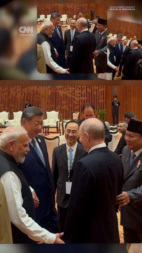 Momen Prabowo, Putin, Xi Jinping, dan Modi Ngobrol Akrab di KTT BRICS
