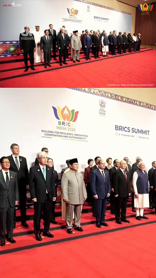 Momen Sesi Foto BRICS, Prabowo di Barisan depan Bareng Xi Jinping-Putin