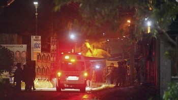 An ambulance is pictured near the scene of a shooting incident outside a polling station in Cotabato City early on September 14, 2026, ahead of the first election to be held in the Bangsamoro Autonomous Region in Muslim Mindanao or BARMM. Voters acro
