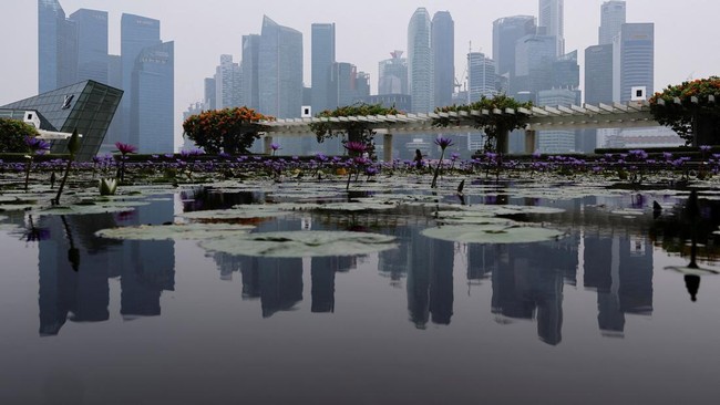 Haze shrouds the central business district in Singapore on Monday as smoke from regional forest fires reduces visibility across the island city-state, in Singapore, September 14, 2026. REUTERS/Suhaimi Abdullah