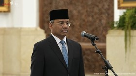Suahasil Nazara saat Pelantikan Menteri Kabinet Merah Putih Sisa Masa Jabatan Periode Tahun 2024-2029, di Istana Negara, Jakarta, Senin (14/9/2026). (Tangkapan Layar Youtube/Sekretariat Presiden)