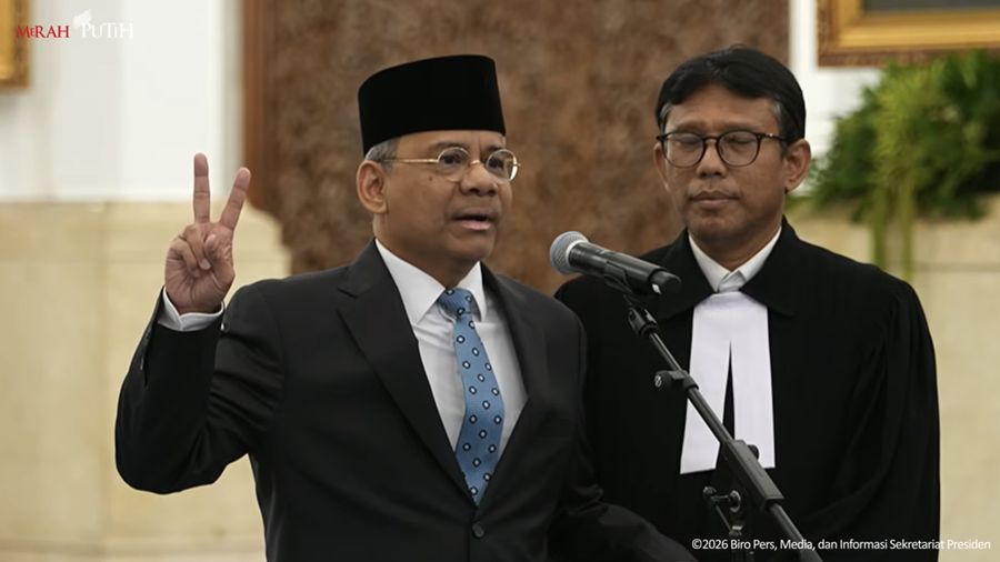 Suahasil Nazara dilantik sebagai Menteri Keuangam Masa Jabatan Periode Tahun 2024-2029, di Istana Negara, Jakarta, Senin (14/9/2026).